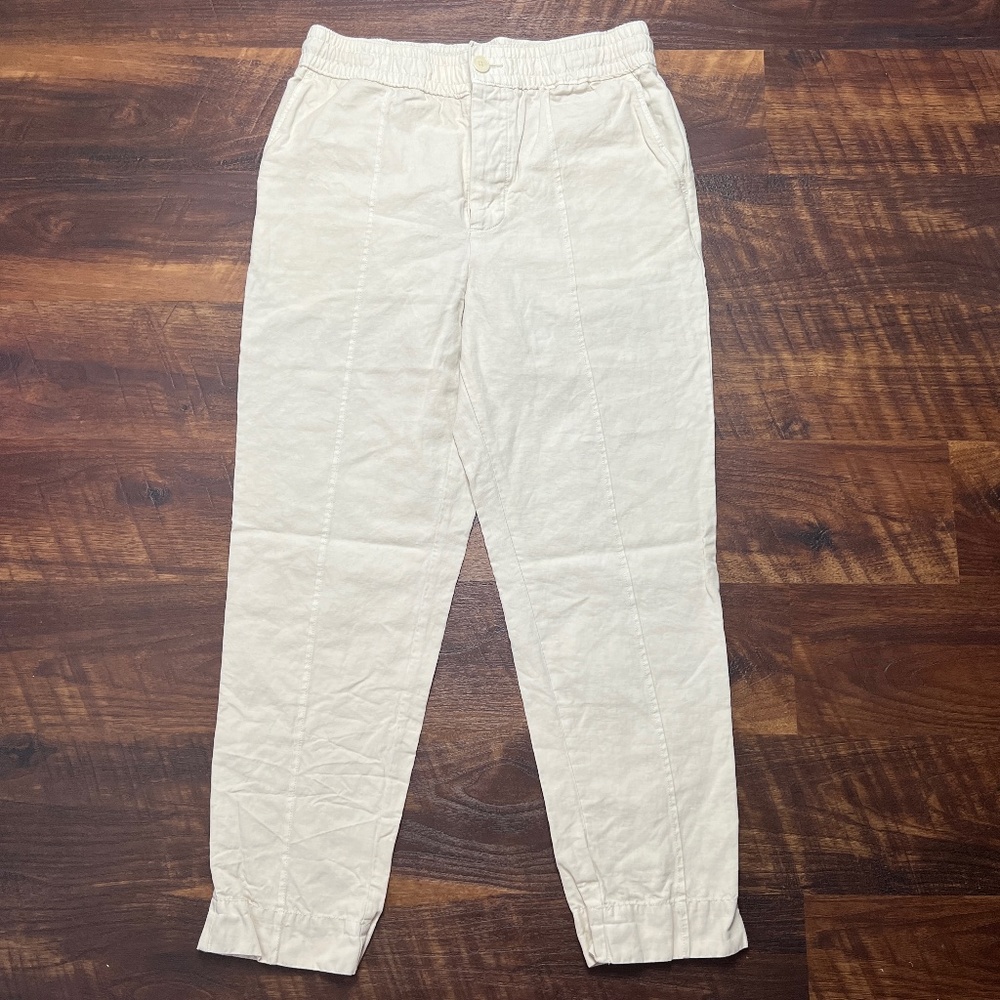 Alex Mill Beige Linen Cotton Tapered Straight Crop size 8 Women's Casual Pants